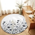 thumbnail image 1 of Round Rugs 3Ft, Grey Eucalyptus Leaves Round Area Rug Washable Indoor Throw Carpet, Farm Wildflowers Country Plants Small Non Slip Circle Rug for Bedroom Living Room Home Decor Aesthetic, 1 of 8