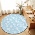thumbnail image 1 of Round Rugs 3Ft, Light Blue Coastal Round Area Rug Washable Indoor Throw Carpet, Nautical Starfish Coral Shell Summer Ocean Small Non Slip Circle Rug for Bedroom Living Room Home Decor Aesthetic, 1 of 8