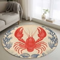 thumbnail image 1 of Round Rugs 3Ft, Lobster Coastal Round Area Rug Washable Indoor Throw Carpet, Summer Beach Coral Shell Nautical Vintage Small Non Slip Circle Rug for Bedroom Living Room Home Decor Aesthetic, 1 of 8