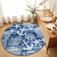 thumbnail image 1 of Round Rugs 3Ft, Navy Blue Anchor Nautical Round Area Rug Washable Indoor Throw Carpet, Coastal Beach Coral Starfish Small Non Slip Circle Rug for Bedroom Living Room Home Decor Aesthetic, 1 of 8
