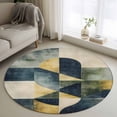 thumbnail image 1 of Round Rugs 3Ft, Navy Blue Yellow Geometric Round Area Rug Washable Indoor Throw Carpet, Modern Abstract Art Small Non Slip Circle Rug for Bedroom Living Room Home Decor Aesthetic, 1 of 8