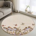 thumbnail image 1 of Round Rugs 3Ft, Orange Sage Green Spring Floral Round Area Rug Washable Indoor Throw Carpet, Summer Birds Butterfly Small Non Slip Circle Rug for Bedroom Living Room Home Decor Aesthetic, 1 of 8