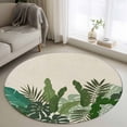 thumbnail image 1 of Round Rugs 3Ft, Palm Leaves Tropical Round Area Rug Washable Indoor Throw Carpet, Beige Summer Watercolor Botanical Small Non Slip Circle Rug for Bedroom Living Room Home Decor Aesthetic, 1 of 8