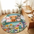 thumbnail image 1 of Round Rugs 3Ft, Pig Cow Horse Round Area Rug Washable Indoor Throw Carpet, Farmhouse Truck Farm Cabin Botanical Floral Small Non Slip Circle Rug for Bedroom Living Room Home Decor Aesthetic, 1 of 8