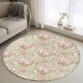 thumbnail image 1 of Round Rugs 3Ft, Pink Flowers Round Area Rug Washable Indoor Throw Carpet, Green Country Botanical Floral Leaves Small Non Slip Circle Rug for Bedroom Living Room Home Decor Aesthetic, 1 of 8