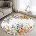 thumbnail image 1 of Round Rugs 3Ft, Pink Orange Flowers Round Area Rug Washable Indoor Throw Carpet, Spring Floral Farmhouse Botanical Small Non Slip Circle Rug for Bedroom Living Room Home Decor Aesthetic, 1 of 8