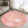 thumbnail image 1 of Round Rugs 3Ft, Pink Snowflake Christmas Round Area Rug Washable Indoor Throw Carpet, Xmas Snowflake Small Non Slip Circle Rug for Bedroom Living Room Home Decor Aesthetic, 1 of 8