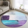 thumbnail image 1 of Round Rugs 3Ft, Purple Turquoise Round Area Rug Washable Indoor Throw Carpet, Modern Geometric Oil Painting Abstract Small Non Slip Circle Rug for Bedroom Living Room Home Decor Aesthetic, 1 of 8