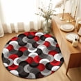 thumbnail image 1 of Round Rugs 3Ft, Red Grey Abstract Round Area Rug Washable Indoor Throw Carpet, Modern Geometric Ombre Artwork Small Non Slip Circle Rug for Bedroom Living Room Home Decor Aesthetic, 1 of 8