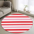 thumbnail image 1 of Round Rugs 3Ft, Red Pink Striped Round Area Rug Washable Indoor Throw Carpet, Farmhouse Stripes Simple Art Small Non Slip Circle Rug for Bedroom Living Room Home Decor Aesthetic, 1 of 8