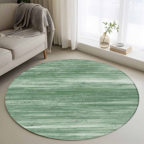 Round Rugs 3Ft, Sage Green Round Area Rug Washable Indoor Throw Carpet, Vintage Modern Abstract Art Ombre Small Non Slip Circle Rug for Bedroom Living Room Home Decor Aesthetic