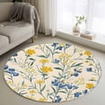 thumbnail image 1 of Round Rugs 3Ft, Seasonal Botanical Blooms Round Area Rug Washable Indoor Throw Carpet, Blue Yellow Flowers Small Non Slip Circle Rug for Bedroom Living Room Home Decor Aesthetic, 1 of 8