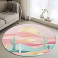 thumbnail image 1 of Round Rugs 3Ft, South West Boho Round Area Rug Washable Indoor Throw Carpet, Abstract Pink Gold Mountains Cactus Small Non Slip Circle Rug for Bedroom Living Room Home Decor Aesthetic, 1 of 8