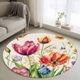 thumbnail image 1 of Round Rugs 3Ft, Spring Floral Round Area Rug Washable Indoor Throw Carpet, Summer Tulip Elegant Botanical Butterfly Small Non Slip Circle Rug for Bedroom Living Room Home Decor Aesthetic, 1 of 8