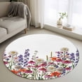 thumbnail image 1 of Round Rugs 3Ft, Spring Floral Round Area Rug Washable Indoor Throw Carpet, Watercolor Daisy Lily Lavender Plants Garden Small Non Slip Circle Rug for Bedroom Living Room Home Decor Aesthetic, 1 of 8