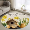thumbnail image 1 of Round Rugs 3Ft, Spring Round Area Rug Washable Indoor Throw Carpet, Farmhouse Birds Cages Eggs Botanical Flowers Small Non Slip Circle Rug for Bedroom Living Room Home Decor Aesthetic, 1 of 8