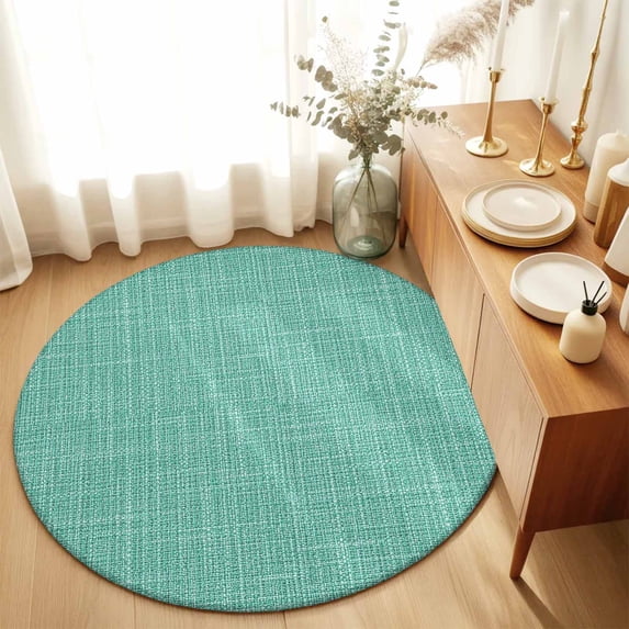 Round Rugs 3Ft, Teal Green Round Area Rug Washable Indoor Throw Carpet, Rustic Farmhouse Solid Color Small Non Slip Circle Rug for Bedroom Living Room Home Decor Aesthetic