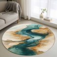 thumbnail image 1 of Round Rugs 3Ft, Teal Grey Marble Round Area Rug Washable Indoor Throw Carpet, Modern Abstract Art Small Non Slip Circle Rug for Bedroom Living Room Home Decor Aesthetic, 1 of 8