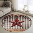 thumbnail image 1 of Round Rugs 3Ft, Texas Star Farmhouse Round Area Rug Washable Indoor Throw Carpet, Rustic Black Plaid Berry Wooden Small Non Slip Circle Rug for Bedroom Living Room Home Decor Aesthetic, 1 of 8