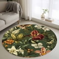 thumbnail image 1 of Round Rugs 3Ft, Tropical Botanical Round Area Rug Washable Indoor Throw Carpet, Summer Vintage Flowers Blooms Small Non Slip Circle Rug for Bedroom Living Room Home Decor Aesthetic, 1 of 8