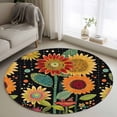 thumbnail image 1 of Round Rugs 3Ft, Vintage Sunflower Round Area Rug Washable Indoor Throw Carpet, Black Boho Ethnic Summer Botanical Small Non Slip Circle Rug for Bedroom Living Room Home Decor Aesthetic, 1 of 8