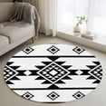 thumbnail image 1 of Round Rugs 3Ft, White Black Boho Round Area Rug Washable Indoor Throw Carpet, Southwest Ethnic Abstract Geometric Small Non Slip Circle Rug for Bedroom Living Room Home Decor Aesthetic, 1 of 8