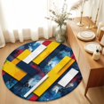thumbnail image 1 of Round Rugs 3Ft, Yellow Blue Red Geometric Round Area Rug Washable Indoor Throw Carpet, Modern Color Splash Small Non Slip Circle Rug for Bedroom Living Room Home Decor Aesthetic, 1 of 8