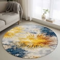 thumbnail image 1 of Round Rugs 3Ft, Yellow Blue Shabby Round Area Rug Washable Indoor Throw Carpet, Abstract Modern Artwork Small Non Slip Circle Rug for Bedroom Living Room Home Decor Aesthetic, 1 of 8