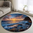 thumbnail image 1 of Round Rugs 4 Ft, Beach Reef Non Slip Area Rugs for Kitchen Bedroom Entryway, Beach Sunset Ocean Waves Natural Scenery Washable Carpet Runner Rug Floor Mats for Bedroom Home Decor, 1 of 8