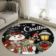 thumbnail image 1 of Round Rugs 4 Ft, Black Christmas Non Slip Area Rugs for Kitchen Bedroom Entryway, Snowman Gifts Xmas Snowflake Winter Washable Carpet Runner Rug Floor Mats for Bedroom Home Decor, 1 of 9