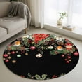 thumbnail image 1 of Round Rugs 4 Ft, Black Christmas Non Slip Area Rugs for Kitchen Bedroom Entryway, Xams Tree Winter Poinsettia Pine Cones Washable Carpet Runner Rug Floor Mats for Bedroom Home Decor, 1 of 9