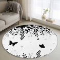thumbnail image 1 of Round Rugs 4 Ft, Black Spring Botanical Non Slip Area Rugs for Kitchen Bedroom Entryway, Weeping Eucalyptus Butterfly Washable Carpet Runner Rug Floor Mats for Bedroom Home Decor, 1 of 8