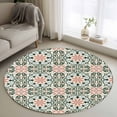 thumbnail image 1 of Round Rugs 4 Ft, Boho Flowers Non Slip Area Rugs for Kitchen Bedroom Entryway, Farmhouse Abstract Geometric Patterned Washable Carpet Runner Rug Floor Mats for Bedroom Home Decor, 1 of 8