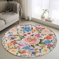 thumbnail image 1 of Round Rugs 4 Ft, Boho Pink Flowers Non Slip Area Rugs for Kitchen Bedroom Entryway, Colorful Floral Spring Vintage Botanical Washable Carpet Runner Rug Floor Mats for Bedroom Home Decor, 1 of 8