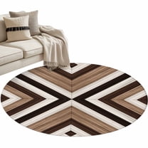 Round Rugs 4 Ft, Brown Aztec Non Slip Area Rugs for Kitchen Bedroom Entryway, Abstract Southwest Black Vintage Wood Grain Washable Carpet Runner Rug Floor Mats for Bedroom Home Decor