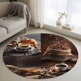 thumbnail image 1 of Round Rugs 4 Ft, Coffee Beans Non Slip Area Rugs for Kitchen Bedroom Entryway, Brown Hot Cafe Latte Cup Drink Country Washable Carpet Runner Rug Floor Mats for Bedroom Home Decor, 1 of 8