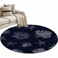 thumbnail image 1 of Round Rugs 4 Ft, Coral Coastal Non Slip Area Rugs for Kitchen Bedroom Entryway, Watercolor Beach Nautical Shells Starfish Washable Carpet Runner Rug Floor Mats for Bedroom Home Decor, 1 of 9