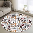 thumbnail image 1 of Round Rugs 4 Ft, Dog Claws Non Slip Area Rugs for Kitchen Bedroom Entryway, Pet Cat Cartoon Cute Animal Bone Pawprints Washable Carpet Runner Rug Floor Mats for Bedroom Home Decor, 1 of 8