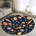 thumbnail image 1 of Round Rugs 4 Ft, Easter Eggs Non Slip Area Rugs for Kitchen Bedroom Entryway, Carrots Spring Daisy Botanical Rustic Dark Blue Washable Carpet Runner Rug Floor Mats for Bedroom Home Decor, 1 of 8