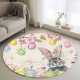 thumbnail image 1 of Round Rugs 4 Ft, Easter Grey Bunny Non Slip Area Rugs for Kitchen Bedroom Entryway, Spring Vintage Colorful Eggs Flower Washable Carpet Runner Rug Floor Mats for Bedroom Home Decor, 1 of 8