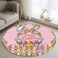 thumbnail image 1 of Round Rugs 4 Ft, Happy Eatser Non Slip Area Rugs for Kitchen Bedroom Entryway, Cute Bunny Colorful Eggs Rustic Flower Plants Pink Washable Carpet Runner Rug Floor Mats for Bedroom Home Decor, 1 of 8