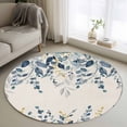 thumbnail image 1 of Round Rugs 4 Ft, Navy Blue Eucalyptus Non Slip Area Rugs for Kitchen Bedroom Entryway, Farmhouse Weeping Leaves Linen Washable Carpet Runner Rug Floor Mats for Bedroom Home Decor, 1 of 8
