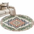 thumbnail image 1 of Round Rugs 4 Ft, Orange Green Boho Non Slip Area Rugs for Kitchen Bedroom Entryway, Medieval Vintage Ethnic Floral Abstract Washable Carpet Runner Rug Floor Mats for Bedroom Home Decor, 1 of 9