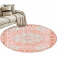 thumbnail image 1 of Round Rugs 4 Ft, Pink Boho Non Slip Area Rugs for Kitchen Bedroom Entryway, Vintage Abstract Tribal Decorative Oriental Washable Carpet Runner Rug Floor Mats for Bedroom Home Decor, 1 of 9