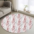 thumbnail image 1 of Round Rugs 4 Ft, Red Grey Botanical Non Slip Area Rugs for Kitchen Bedroom Entryway, Spring Floral Summer Farmhouse Washable Carpet Runner Rug Floor Mats for Bedroom Home Decor, 1 of 8
