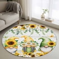 thumbnail image 1 of Round Rugs 4 Ft, Spring Gnomes Non Slip Area Rugs for Kitchen Bedroom Entryway, Botanical Yellow Flowers Leaves Wooden Plank Washable Carpet Runner Rug Floor Mats for Bedroom Home Decor, 1 of 8