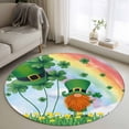 thumbnail image 1 of Round Rugs 4 Ft, St. Patrick's Day Non Slip Area Rugs for Kitchen Bedroom Entryway, Lucky Gnomes Shamrock Leaves Flower Rainbow Washable Carpet Runner Rug Floor Mats for Bedroom Home Decor, 1 of 8