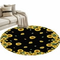 thumbnail image 1 of Round Rugs 4 Ft, Sunflower Black Non Slip Area Rugs for Kitchen Bedroom Entryway, Watercolor Floral Vintage Farmhouse Washable Carpet Runner Rug Floor Mats for Bedroom Home Decor, 1 of 9