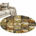 thumbnail image 1 of Round Rugs 4 Ft, Sunflowers Non Slip Area Rugs for Kitchen Bedroom Entryway, Farmhouse Vintage Western Texas Star Plaid Washable Carpet Runner Rug Floor Mats for Bedroom Home Decor, 1 of 9