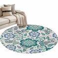 thumbnail image 1 of Round Rugs 4 Ft, Teal Paisley Pattern Non Slip Area Rugs for Kitchen Bedroom Entryway, Boho Ethnic Floral Traditional Washable Carpet Runner Rug Floor Mats for Bedroom Home Decor, 1 of 9